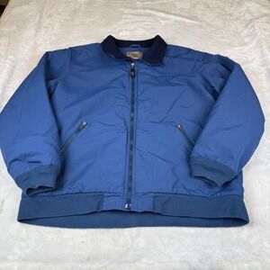 LL Bean Warm Up Jacket Mens XL Tall Blue Fleece Lined Nylon Bomber Vintage 0UF44